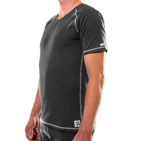 B-Light Devadara Organic Cotton Men&#39;s Yoga Shirt in Metal Grey